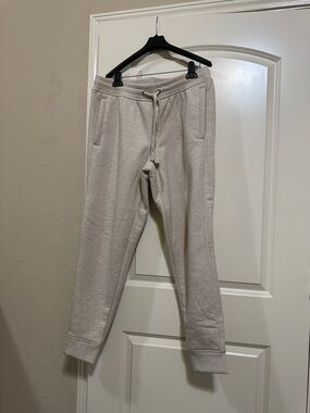 Men's Drawstring Jogger Sweatpants in Light Beige